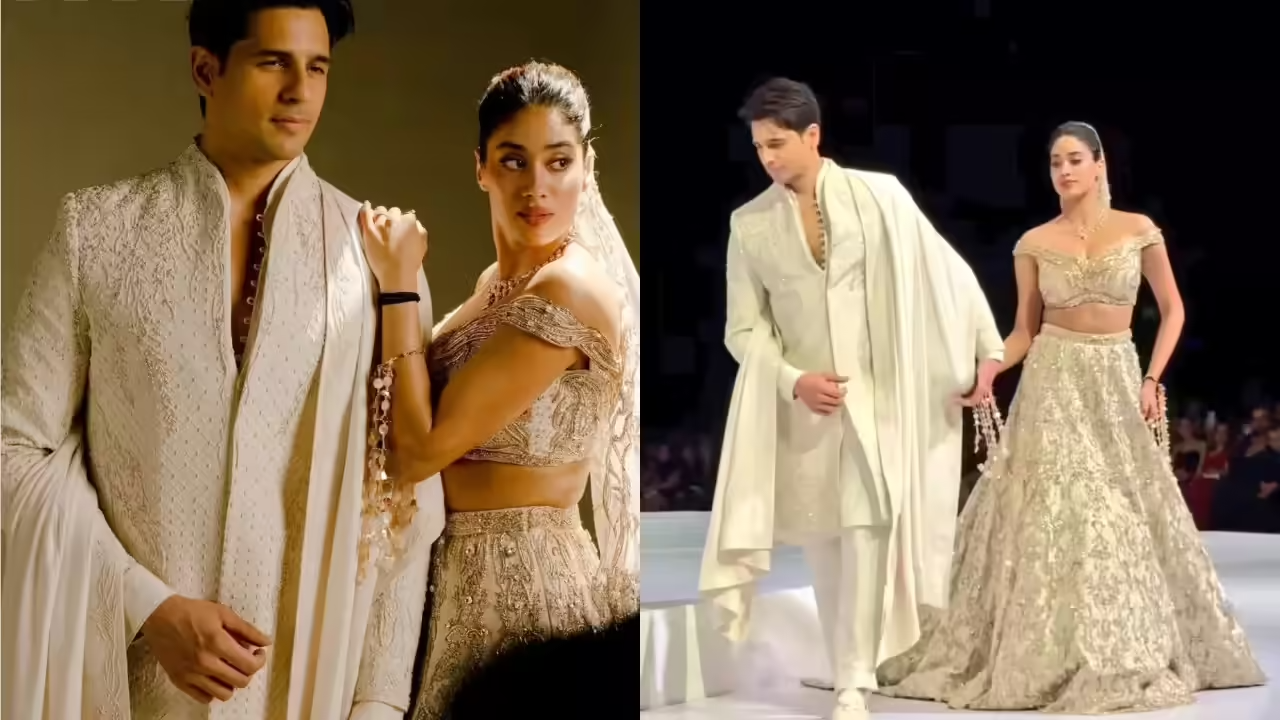 Janhvi Kapoor and Siddharth Malhotra Shine in Gaurav Gupta Bridal Wear