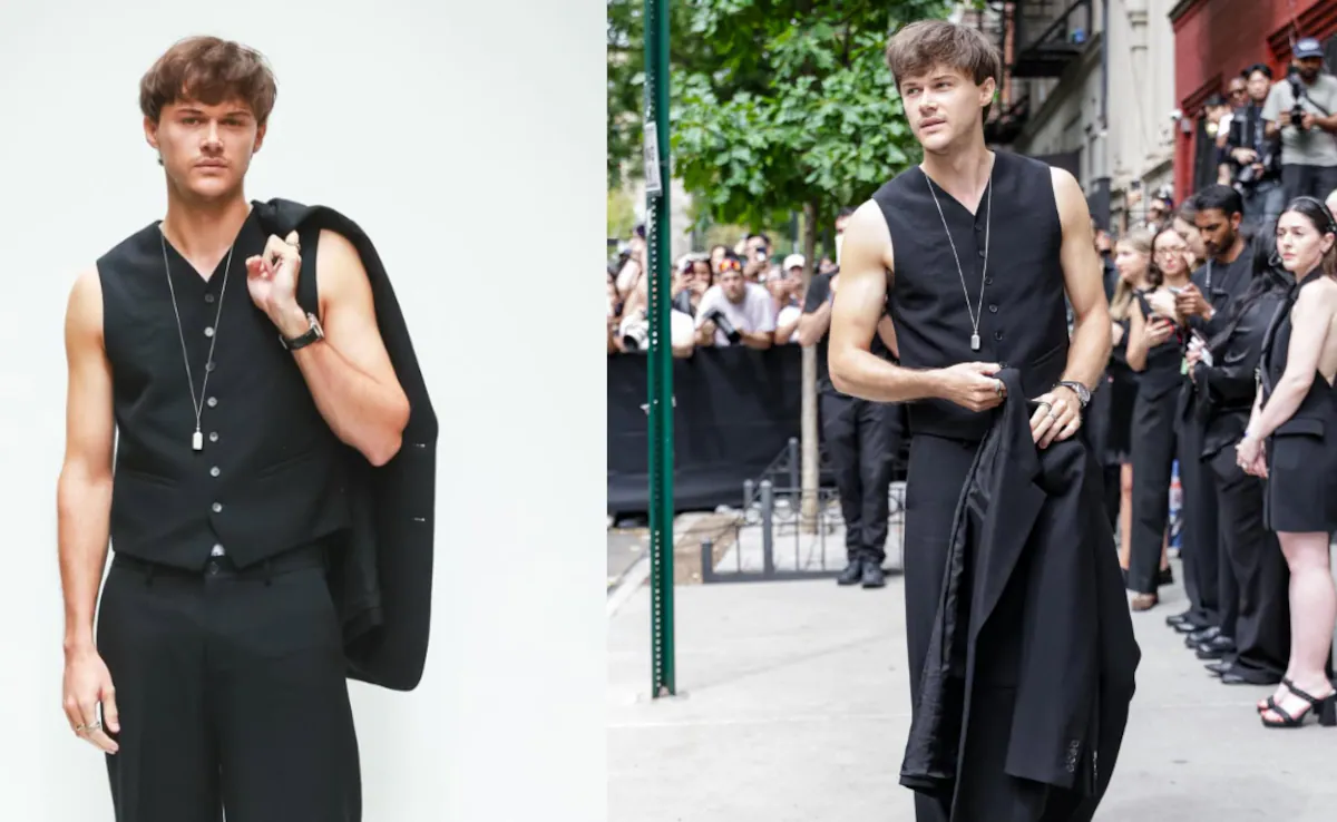 Christopher Briney Stuns in All Black at Calvin Klein NYFW