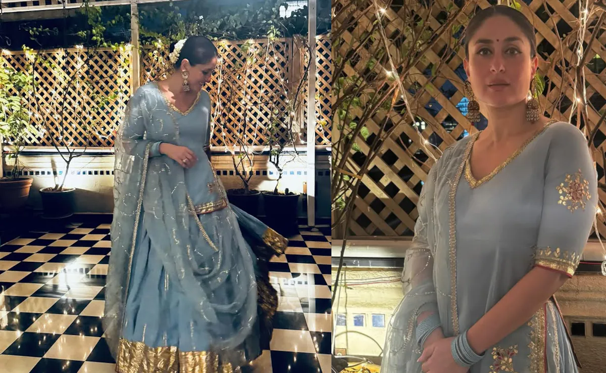 Kareena Kapoor’s Blue Lehenga Shines Bright This Diwali