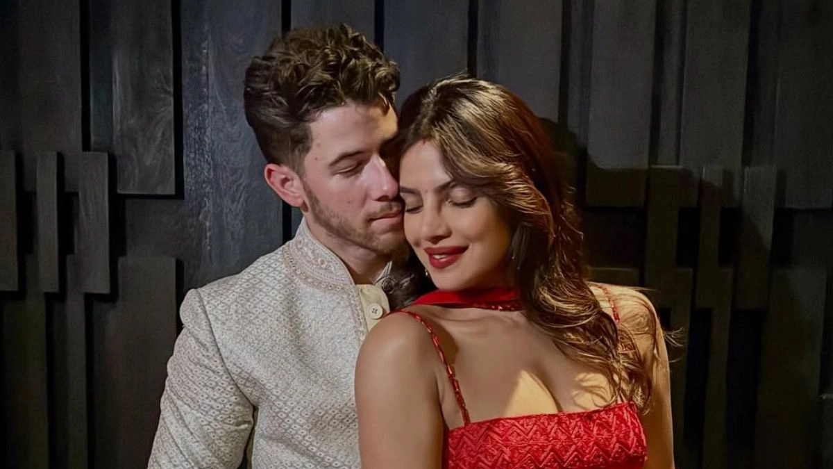 Priyanka Chopra and Nick Jonas Shine in Festive Red and White