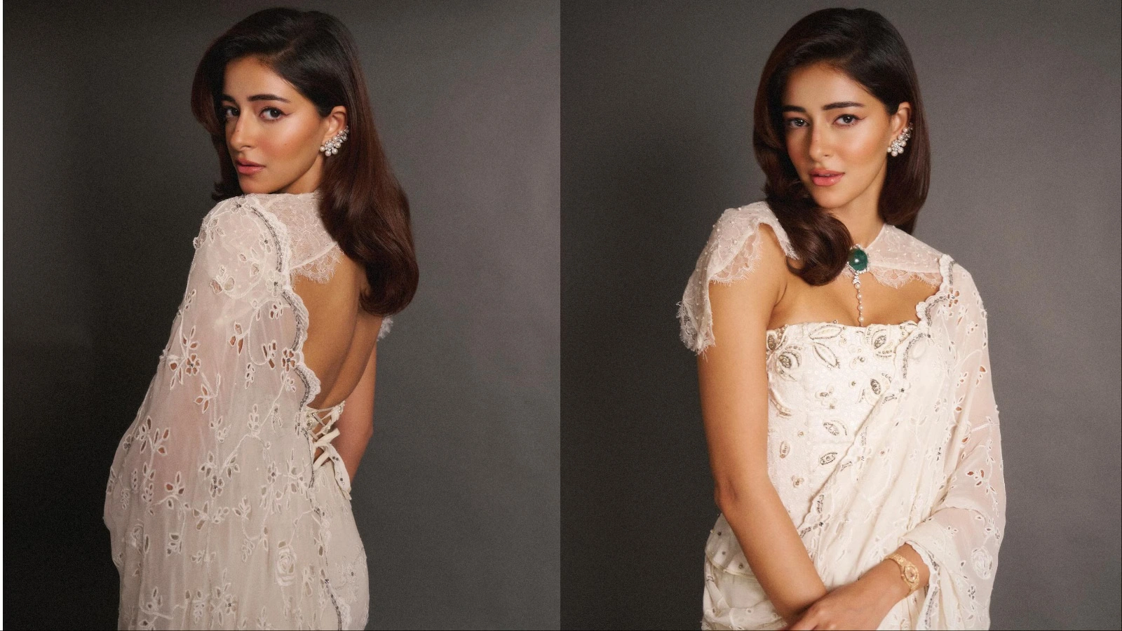 Ananya Panday Looks Royal in Lace Saree Inspired by Gayatri Devi