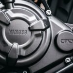 Detailed view of a Yamaha motorcycle engine's CP2 part, showcasing industrial design.