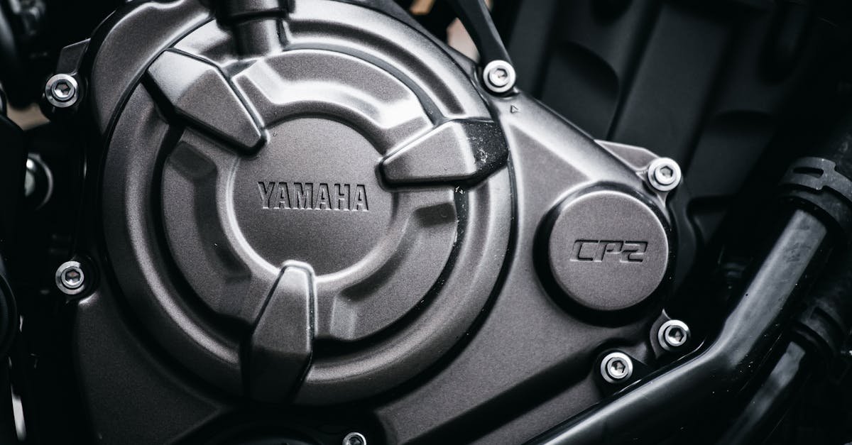Detailed view of a Yamaha motorcycle engine's CP2 part, showcasing industrial design.