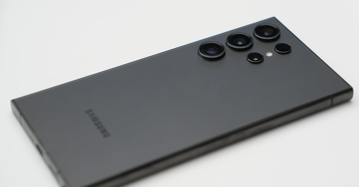 Detailed close-up shot of a sleek Samsung smartphone highlighting its advanced camera lenses.