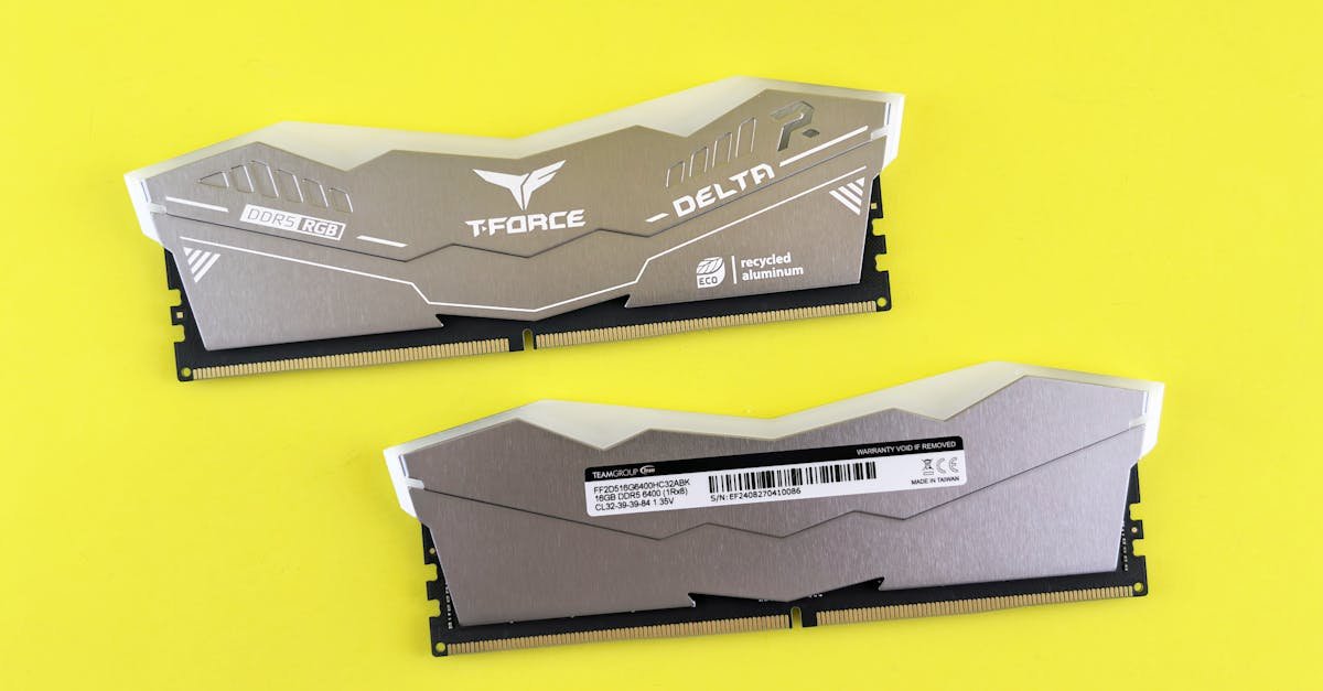 T-Force Delta RGB DDR5 memory modules on vibrant yellow surface.